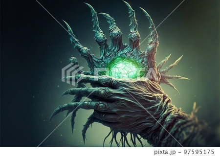 New galaxy formation in alien hand, futuristic, sci-fi concept New galaxy formation in alien hand, futuristic, sci-fi concept 97595175