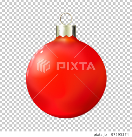 Red Christmas ball, bauble isolated on white. 3d realistic Merry xmas and New year design element, colorful decoration png Red Christmas ball, bauble isolated on white. 3d realistic Merry xmas and New year design element, colorful decoration png 97595374