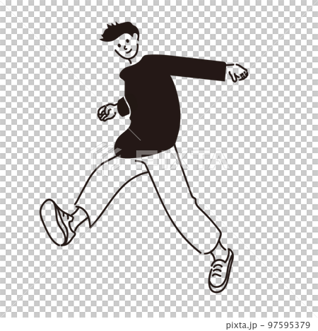 Line drawing of a man running Line drawing of a man running 97595379