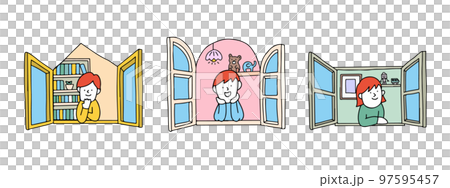 それぞれの個性がある三人の子どものイラスト 97595457