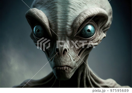 Creepy face of alien creature 97595689