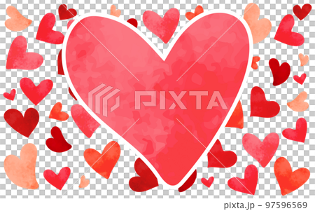 水彩風格的心形背景粉色紅色 97596569