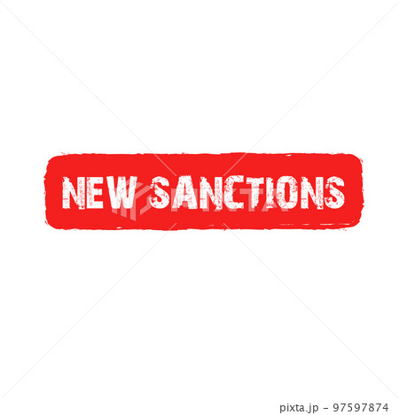 New Sanctions red label and badge, button, stamp isolated on white background. New Sanctions sticker 97597874