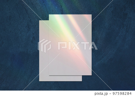 Two empty vertical rectangle poster mockup on blue background 97598284