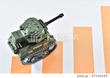 戦車とグラフで防衛費増額のイメージ 97598289