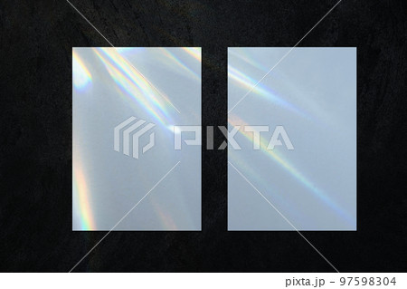 Two empty vertical rectangle poster mockup on black background 97598304