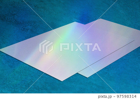 Two empty horizontal rectangle poster mockup on mint blue background 97598314
