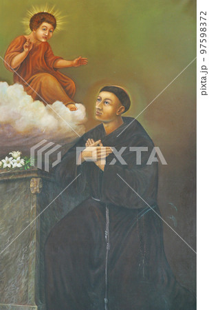 St. Anthony, altar painting at St. Anthony of Padua Church in Vukmanic, Croatia 97598372