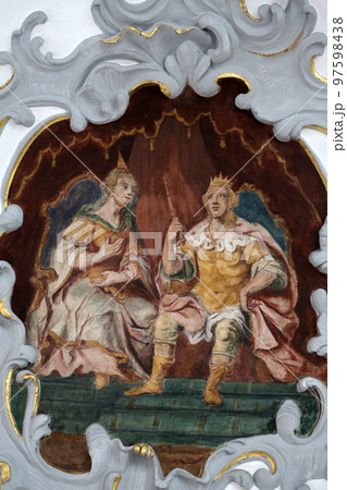 Fresco on the ceiling of the Church of Our Lady of Sorrows in Rosenberg, Germany 97598438