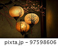 asian oriental lanterns lighted up 97598606