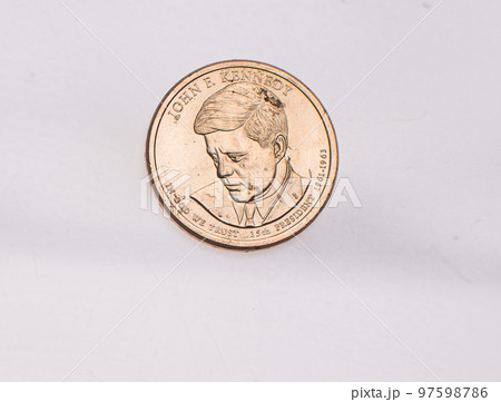 The four most commonly used American Coins. A quarter, dime, nickle, and penny isolated on a white background The four most commonly used American Coins. A quarter, dime, nickle, and penny isolated on a white background 97598786