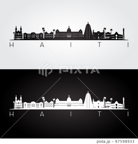 Haiti skyline and landmarks silhouette 97598933