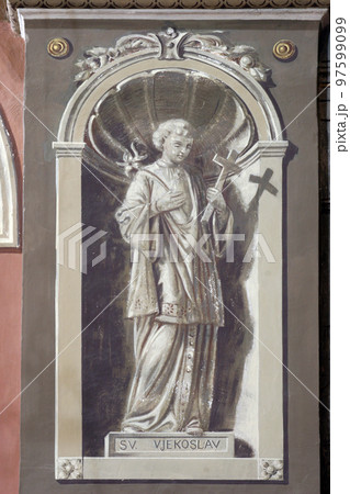 Saint Aloysius, fresco in the church of the Saint Peter in Ivanic Grad, Croatia 97599099