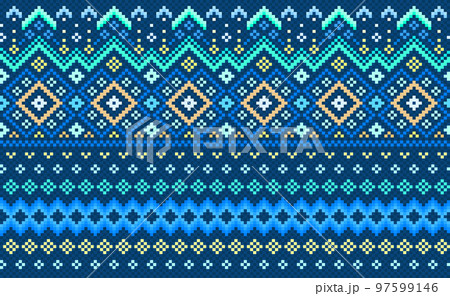 Geometric ethnic pattern, Vector embroidery ethnic background, Pixel diagonal ornate style Geometric ethnic pattern, Vector embroidery ethnic background, Pixel diagonal ornate style 97599146