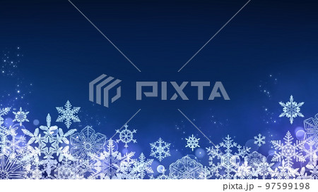 美しい雪の結晶の青い背景素材 97599198