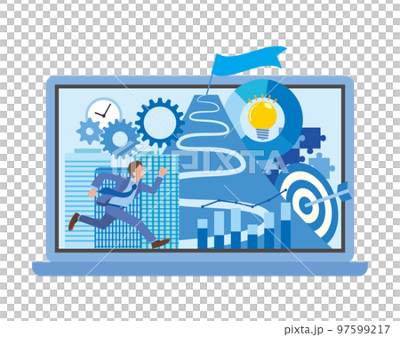 ビジネスマンの仕事や目標のイメージイラスト 97599217