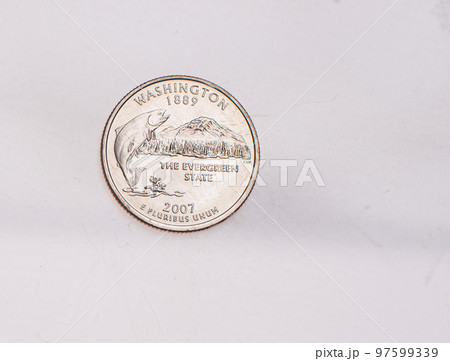 Coins of USA. Commonwealth statue in Harrisburg, Pennsylvania, depicted on the US Pennsylvania quarter (1999). Coins of USA. Commonwealth statue in Harrisburg, Pennsylvania, depicted on the US Pennsylvania quarter (1999). 97599339