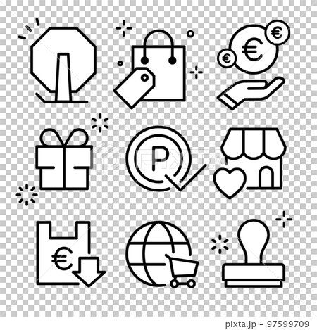 ショッピング アイコンセット セールやポイント、特典、スタンプなど ユーロ 97599709