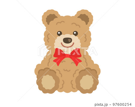 リボンをつけた、クマのぬいぐるみのイラスト 97600254