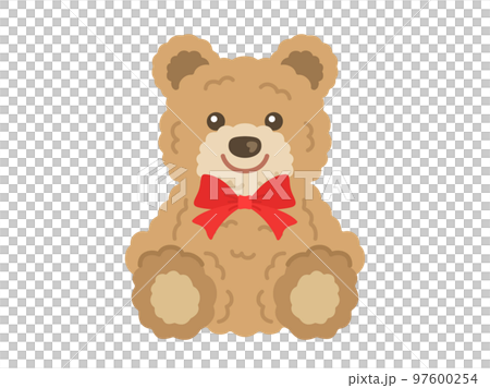 リボンをつけた、クマのぬいぐるみのイラスト 97600254