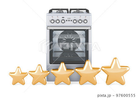 Customer rating of kitchen stove, concept. 3D rendering Customer rating of kitchen stove, concept. 3D rendering 97600555
