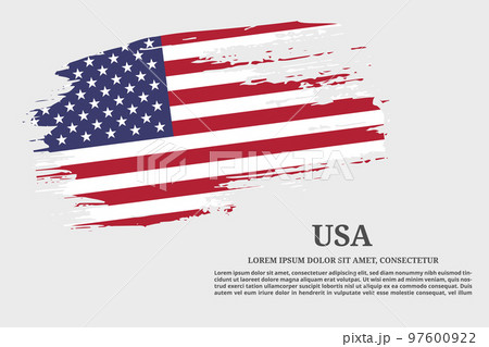 US flag grunge brush and poster, vector 97600922