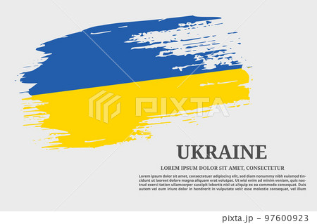 Ukraine flag grunge brush and poster, vector Ukraine flag grunge brush and poster, vector 97600923