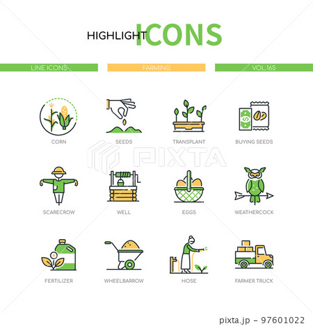 Farming and growing food - line design style icons set 97601022