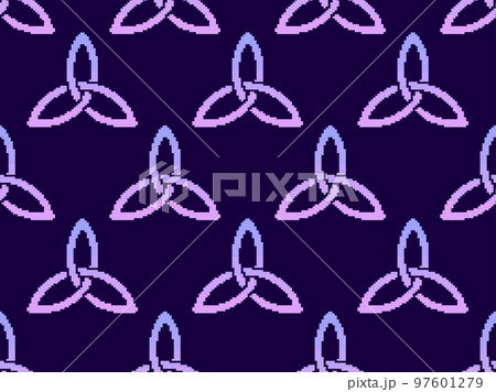 Triquetra in pixel art style seamless pattern. Pixelated Triquetra symbol. Style of 8-bit retro games from the 80s and 90s. Design for app, banner and poster. Vector illustration Triquetra in pixel art style seamless pattern. Pixelated Triquetra symbol. Style of 8-bit retro games from the 80s and 90s. Design for app, banner and poster. Vector illustration 97601279