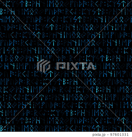 Runic viking blue grunge alphabet 97601331
