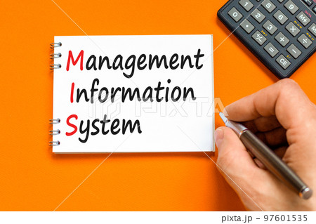 MIS management information system symbol. Concept words MIS management information system on white note on a beautiful orange background. Business MIS management information system concept. Copy space MIS management information system symbol. Concept words MIS management information system on white note on a beautiful orange background. Business MIS management information system concept. Copy space 97601535