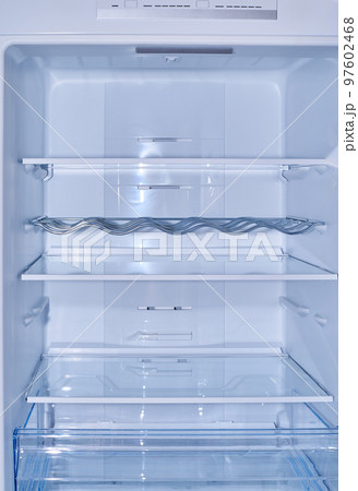 Empty refrigerator shelves Empty refrigerator shelves 97602468