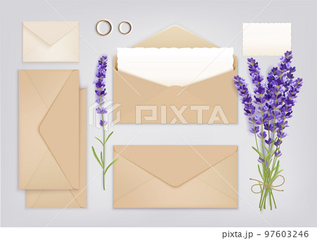 Wedding Envelopes Realistic Composition 97603246