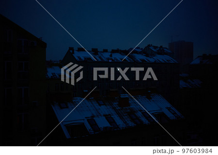 Blackout of electricity in a residential area of Kyiv after russian shelling 97603984