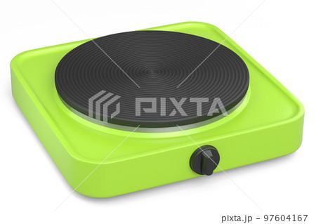 Portable camping electric stove for preparing food isolated on white background. Portable camping electric stove for preparing food isolated on white background. 97604167