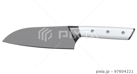 Chef's kitchen knife with a wooden handle isolated on white background. 97604221