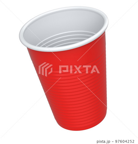 Plastic disposable party cup for juice, fresh, beer on white background. Plastic disposable party cup for juice, fresh, beer on white background. 97604252