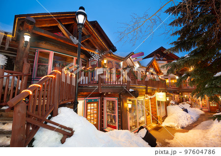 Breckenridge, Colorado, USA Downtown Streets at Night in the Winter 97604786