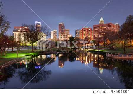 Charlotte, North Carolina, USA Uptown Skyline at Marshall Park 97604804