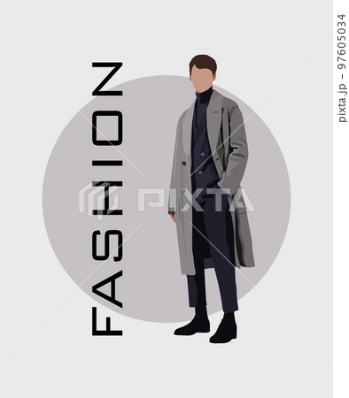 Stylish man in a flat style on an interesting...のイラスト素材 [97605034] - PIXTA