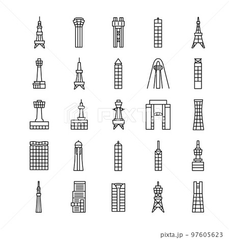 建物のアイコン、イラスト 97605623