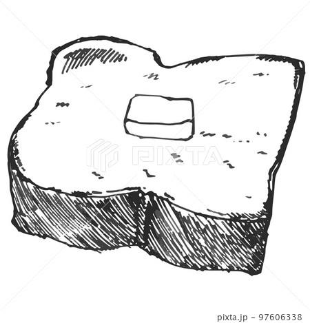 バターの乗ったトーストその二 手描きベクター バターの乗ったトーストその二 手描きベクター 97606338