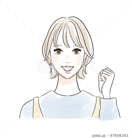 笑顔の女性 ガッツポーズ 97606361