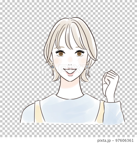笑顔の女性 ガッツポーズ 97606361