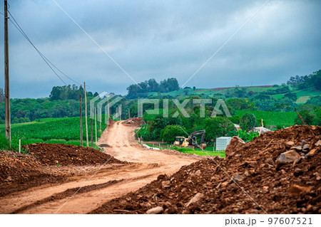 sandy road in rural South America 97607521