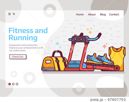 Fitness and Running Landing Page Template in Line Fitness and Running Landing Page Template in Line 97607703
