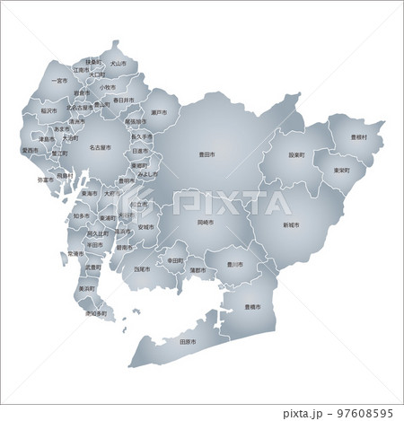 愛知県と市町村地図 97608595