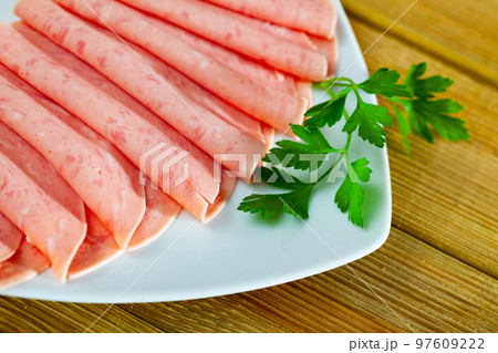 Tasty slided chopped pork ham, nobody 97609222