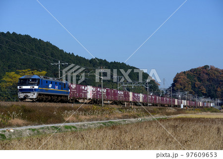 東海道本線を走るEF210-308コンテナ貨物列車 東海道本線を走るEF210-308コンテナ貨物列車 97609653