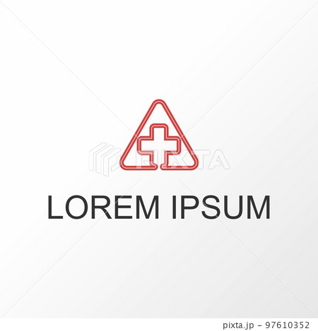 Double line triangle with plus or red cross Image graphic icon logo design abstract concept vector stock. Can be used as a symbol related to emergency or hospital Double line triangle with plus or red cross Image graphic icon logo design abstract concept vector stock. Can be used as a symbol related to emergency or hospital 97610352